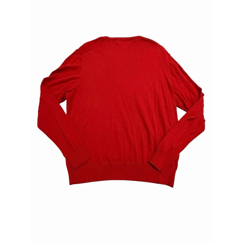 Polo Ralph Lauren Merino Wool Sweater Men 2XL Red V Neck Preppy Academia #G5-1